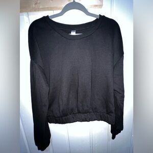 90 Degrees by Reflex Womens Black Pullover‎ Cropped Sweatshirt Size Large